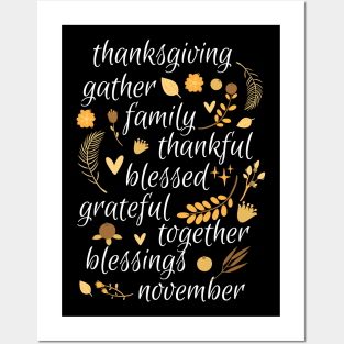 Thankful Blessings Thanksgiving Dinner Family Feast Time Posters and Art